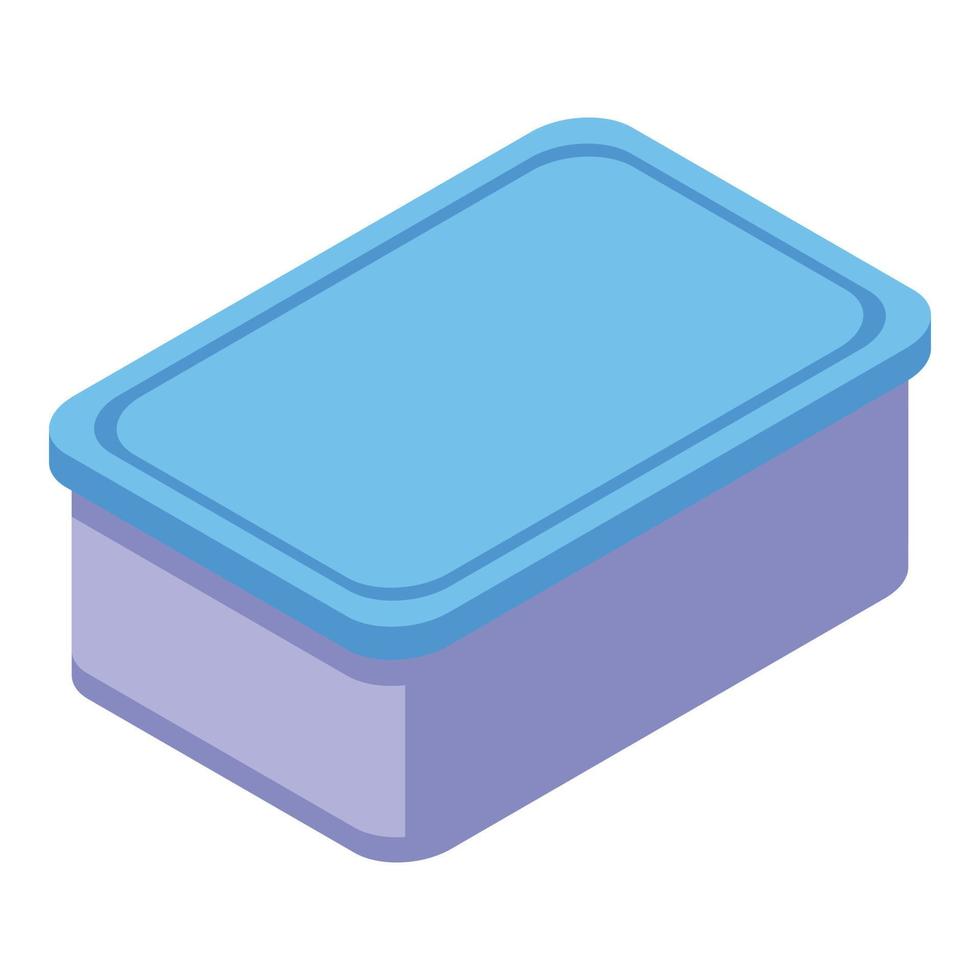 icono de caja de plástico de almuerzo, estilo isométrico vector