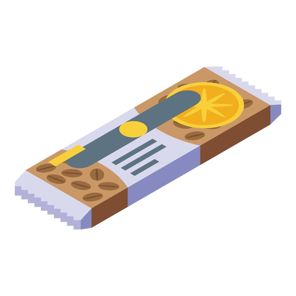 Fruit cereal snack bar icon, isometric style vector