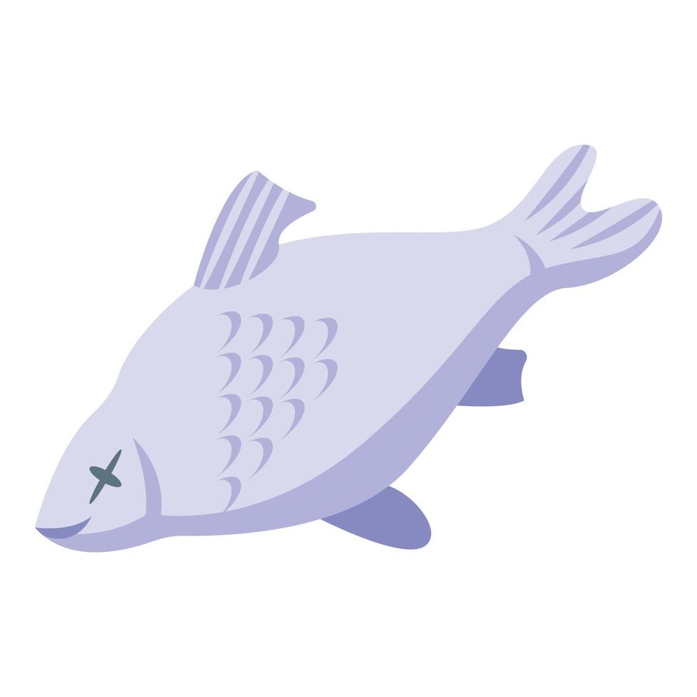 el calentamiento global murió icono de pescado, estilo isométrico vector