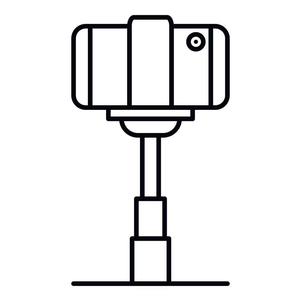 Smartphone selfie stick icon, outline style vector