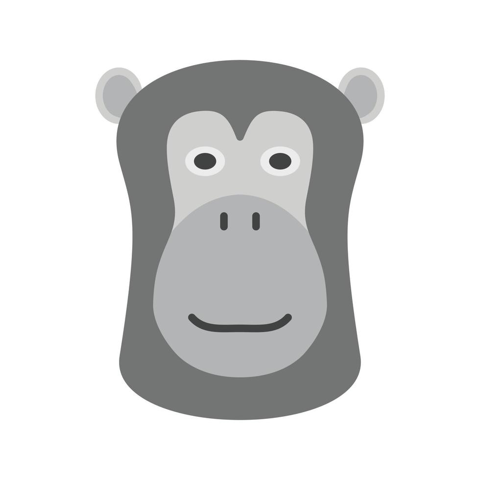 Baboon Face Flat Greyscale Icon vector