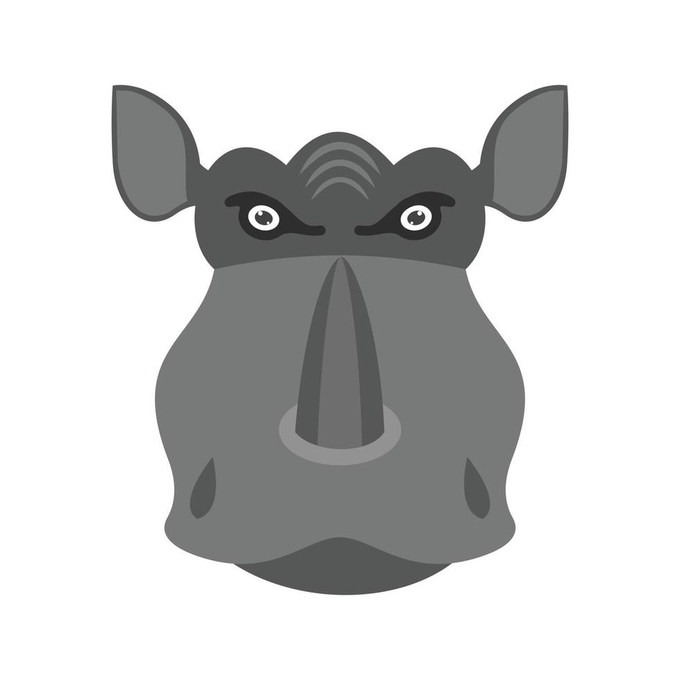 Rhino Face Flat Greyscale Icon vector