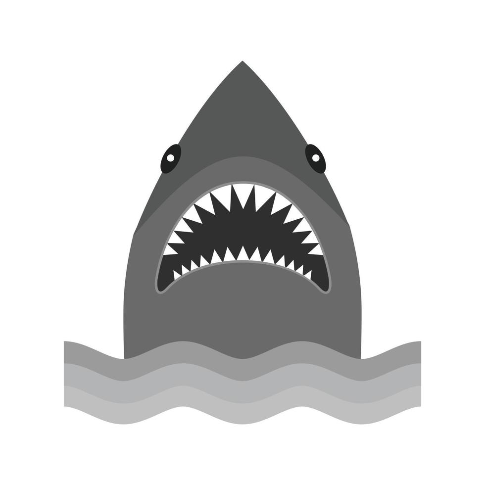 Shark Face Flat Greyscale Icon vector