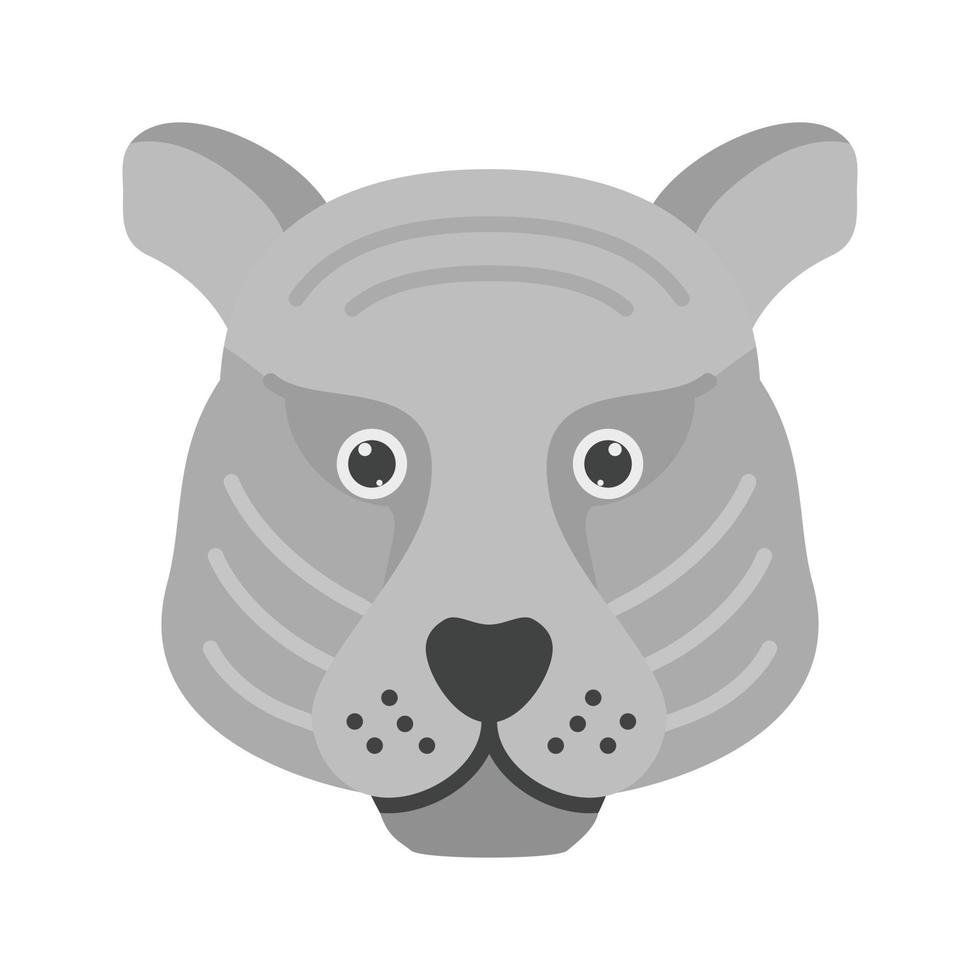 icono de escala de grises plana de cara de tigre vector