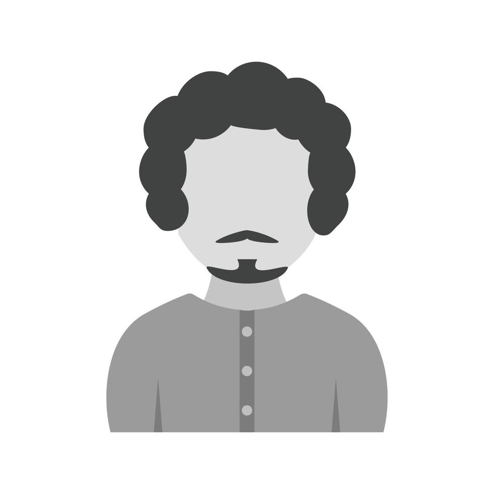 Boy in French Mustache Flat Greyscale Icon vector