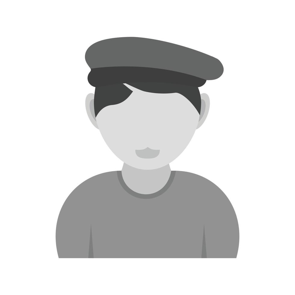 chico con sombrero de artista icono plano en escala de grises vector
