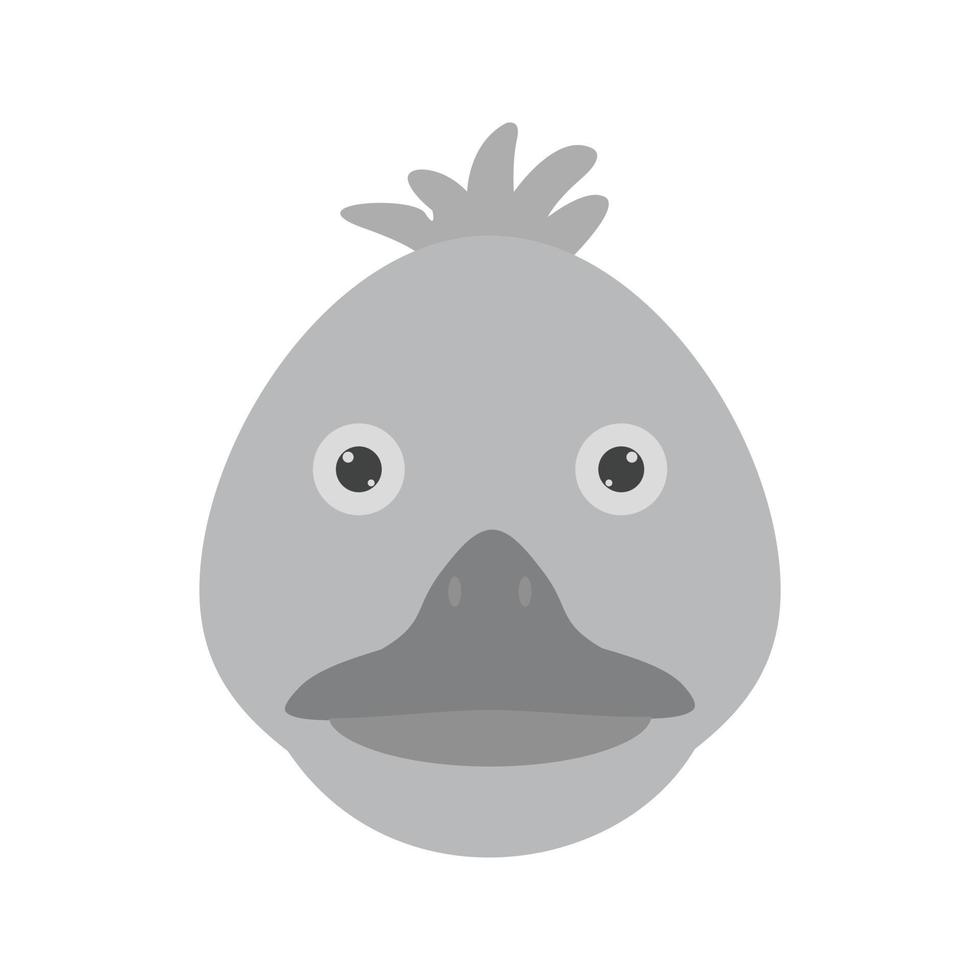Duckling Face Flat Greyscale Icon vector