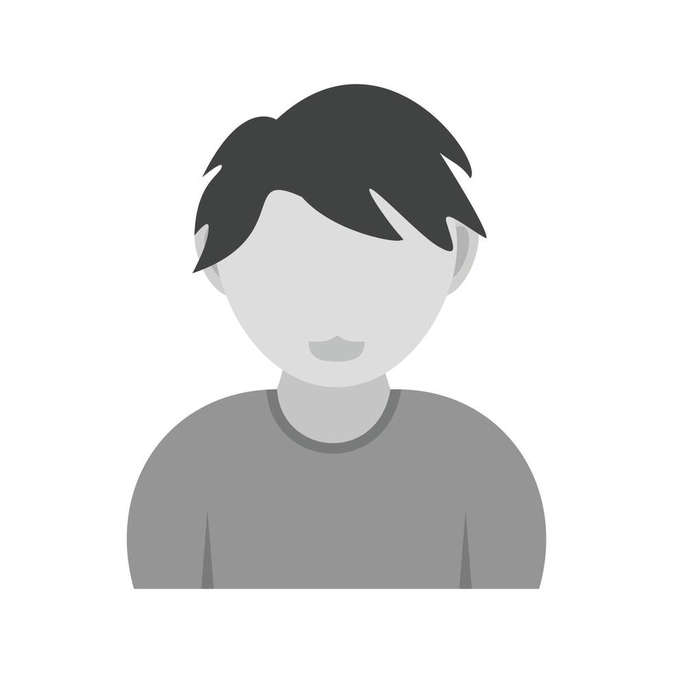 Boy with Wavy Hair Flat Greyscale Icon vector
