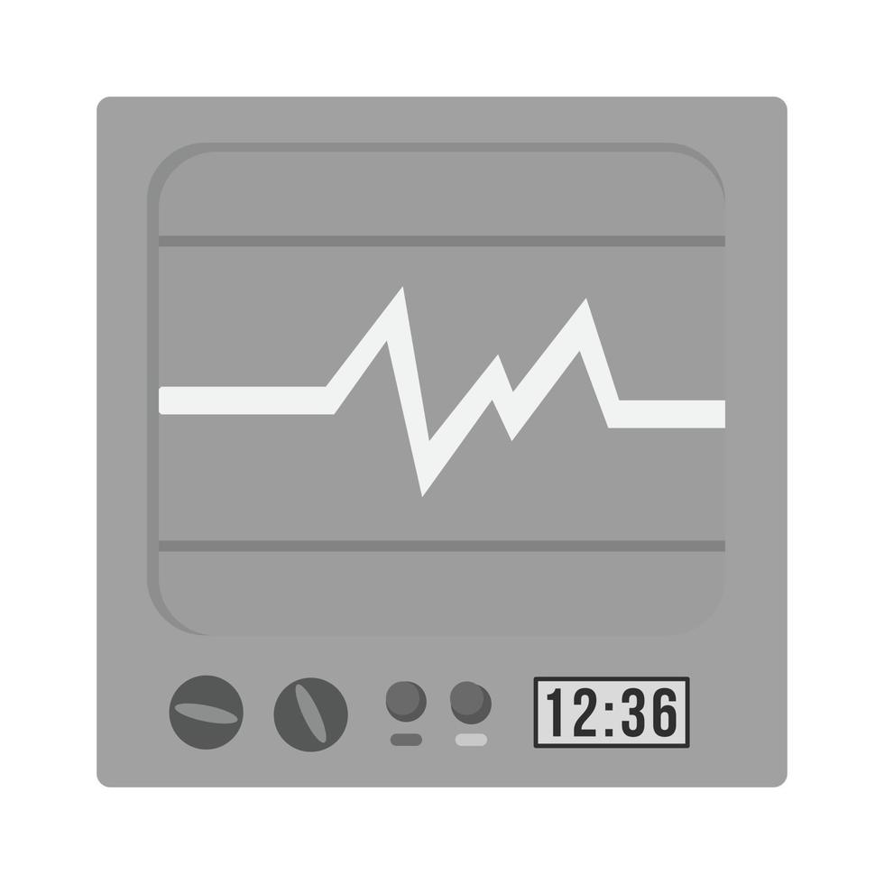 monitor de ecg icono plano en escala de grises vector