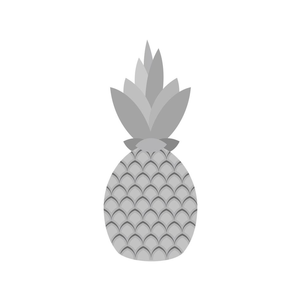 icono de piña plana en escala de grises vector