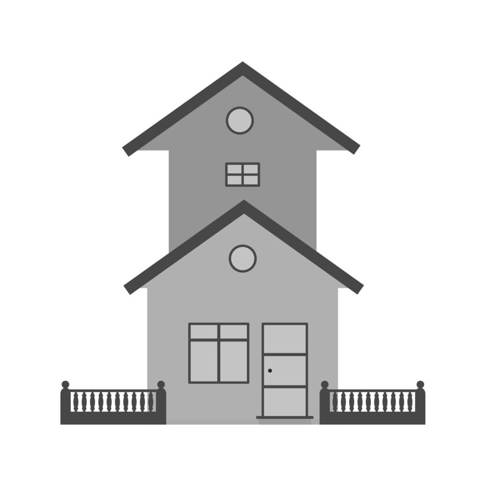 House with Garage Flat Greyscale Icon vector