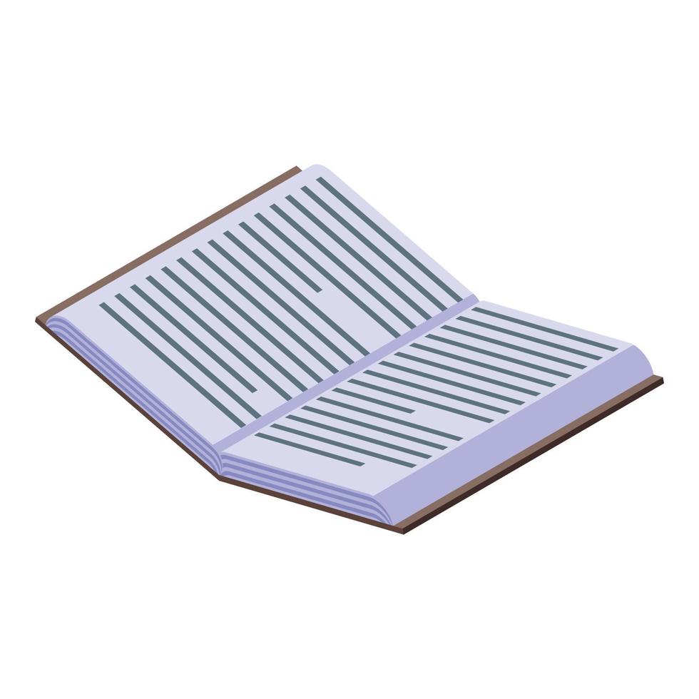 Open literature book icon, isometric style vector