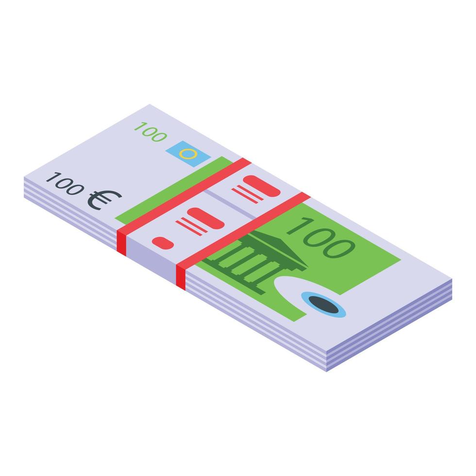 Bank euro pack icon, isometric style vector