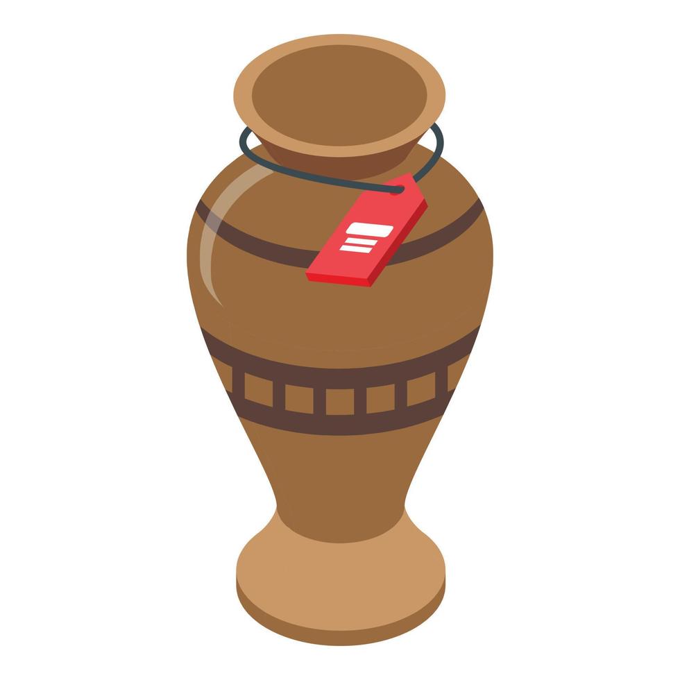 Ancient vase auction icon, isometric style vector