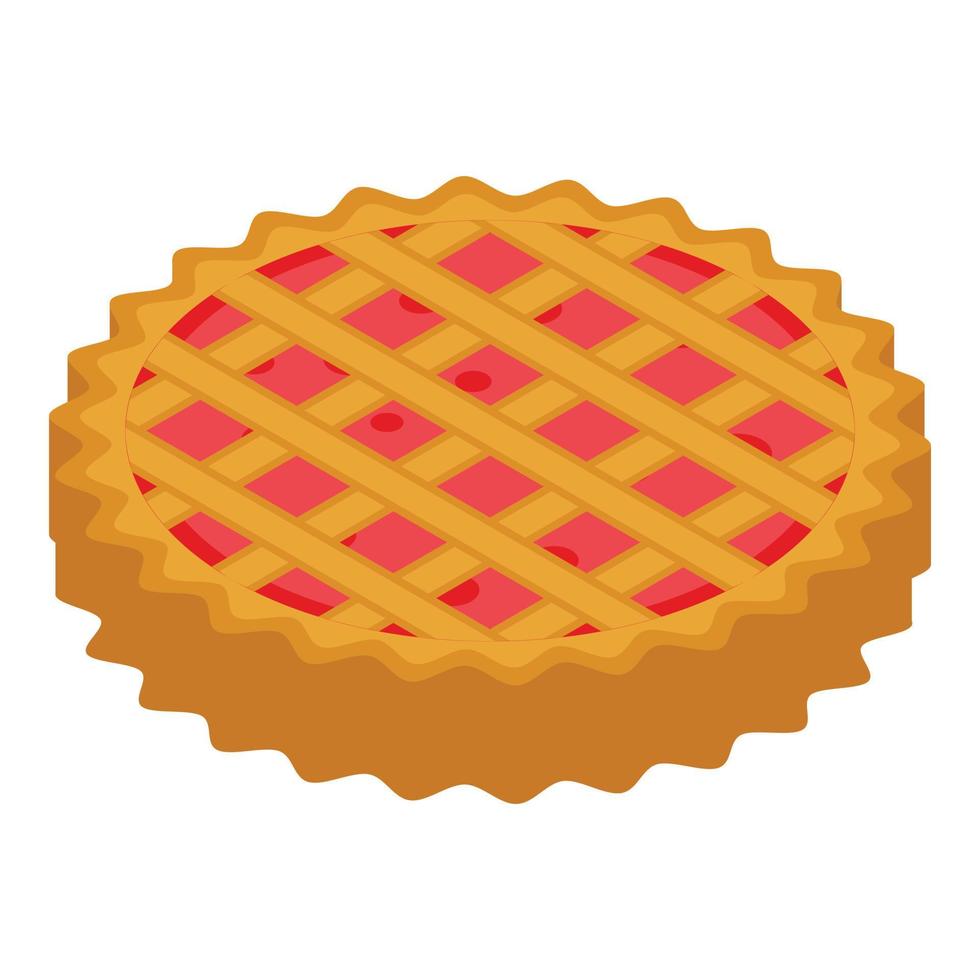 Apple pie dessert icon, isometric style vector