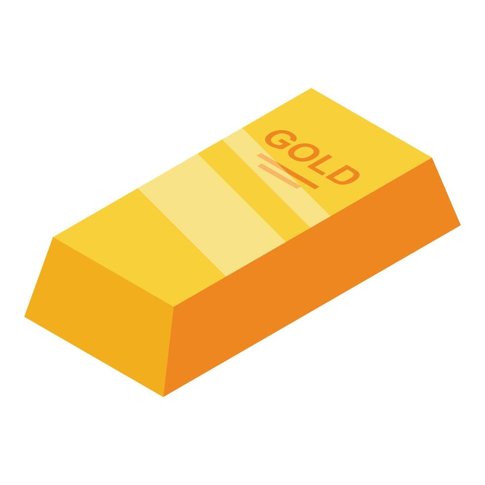 Bank gold bar icon, isometric style vector