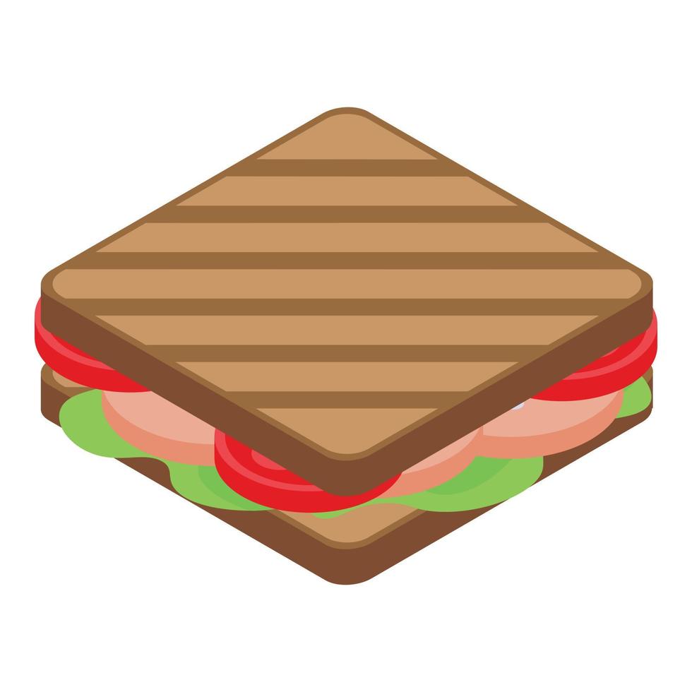 Healthy breakfast sandwich icon, isometric style vector