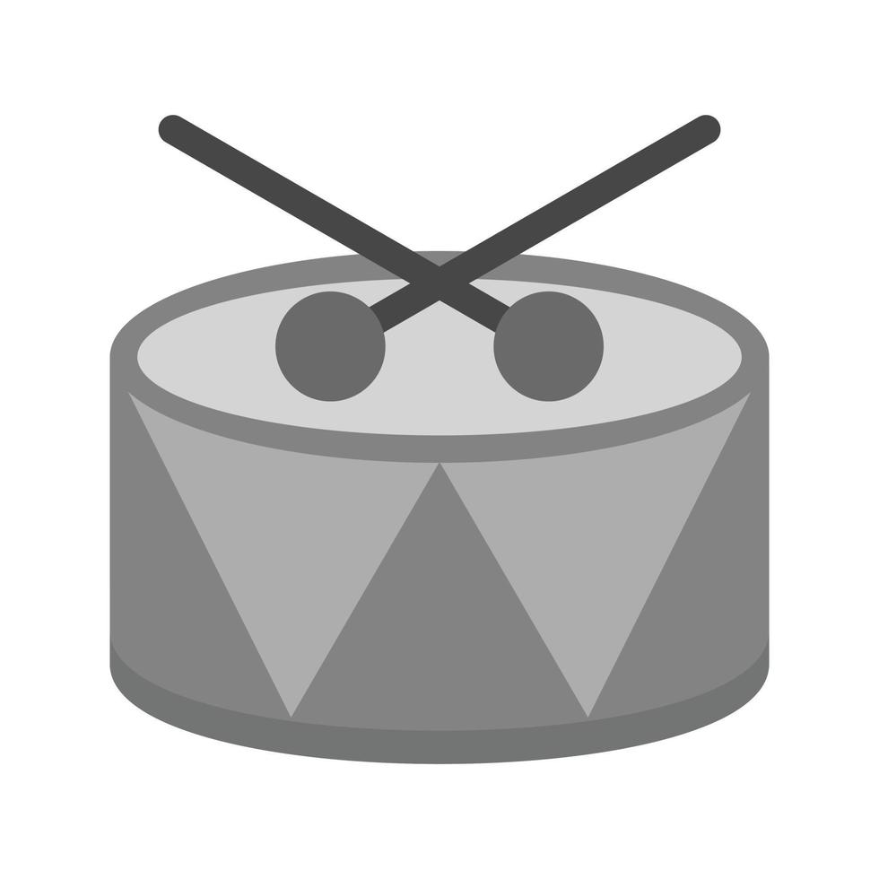 icono de tambor plano en escala de grises vector