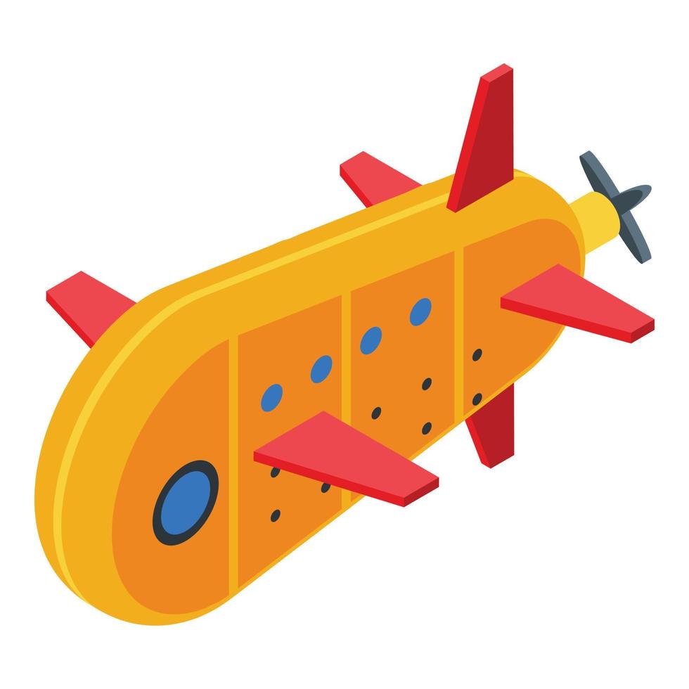 Yellow bathyscaphe icon, isometric style vector