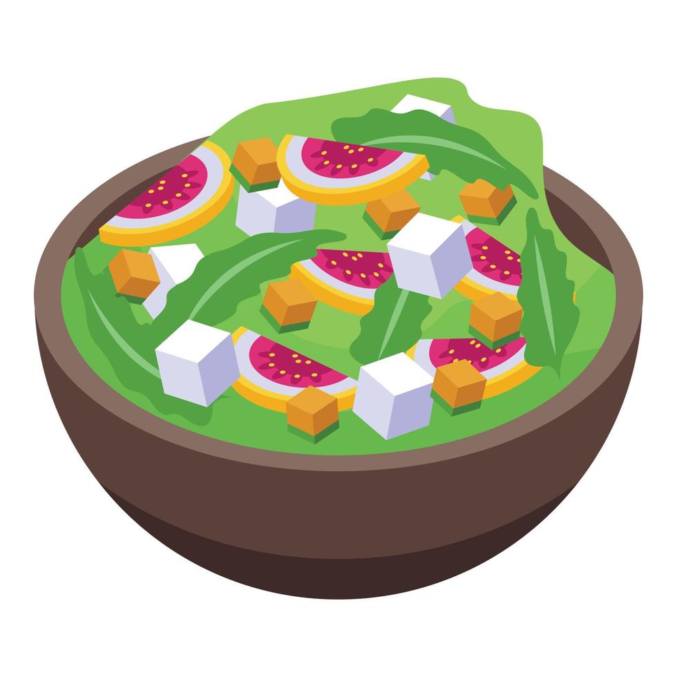 Figs salad icon, isometric style vector