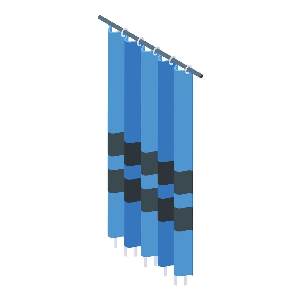 Blue shower curtain icon, isometric style vector