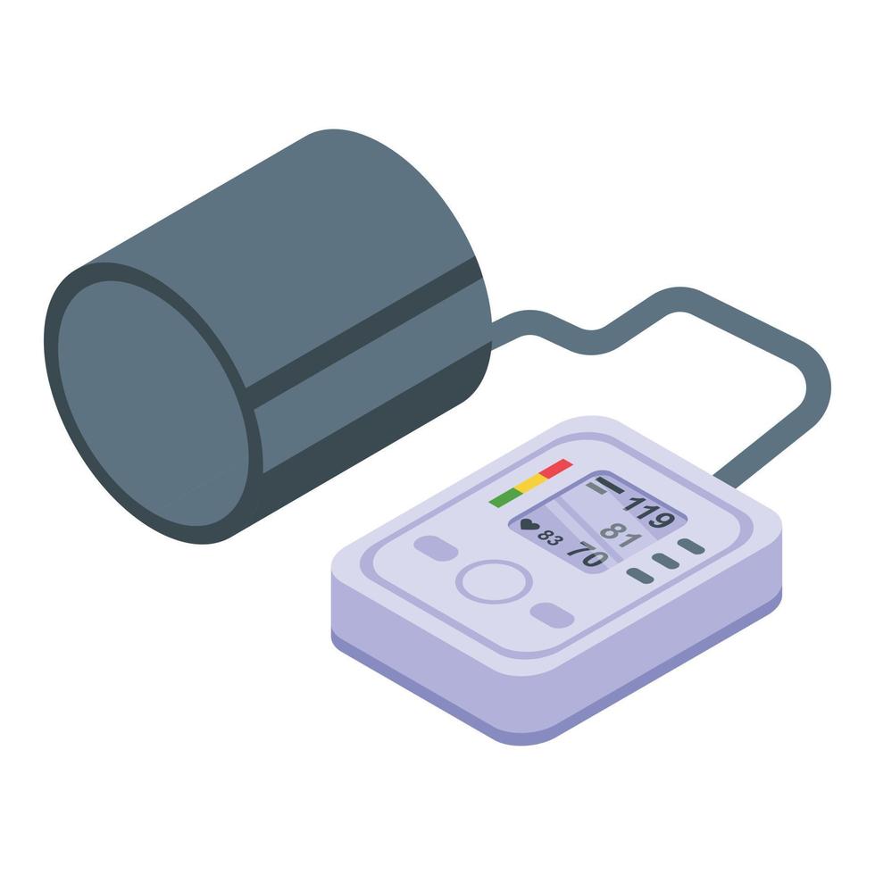 Heart rate monitor icon, isometric style vector