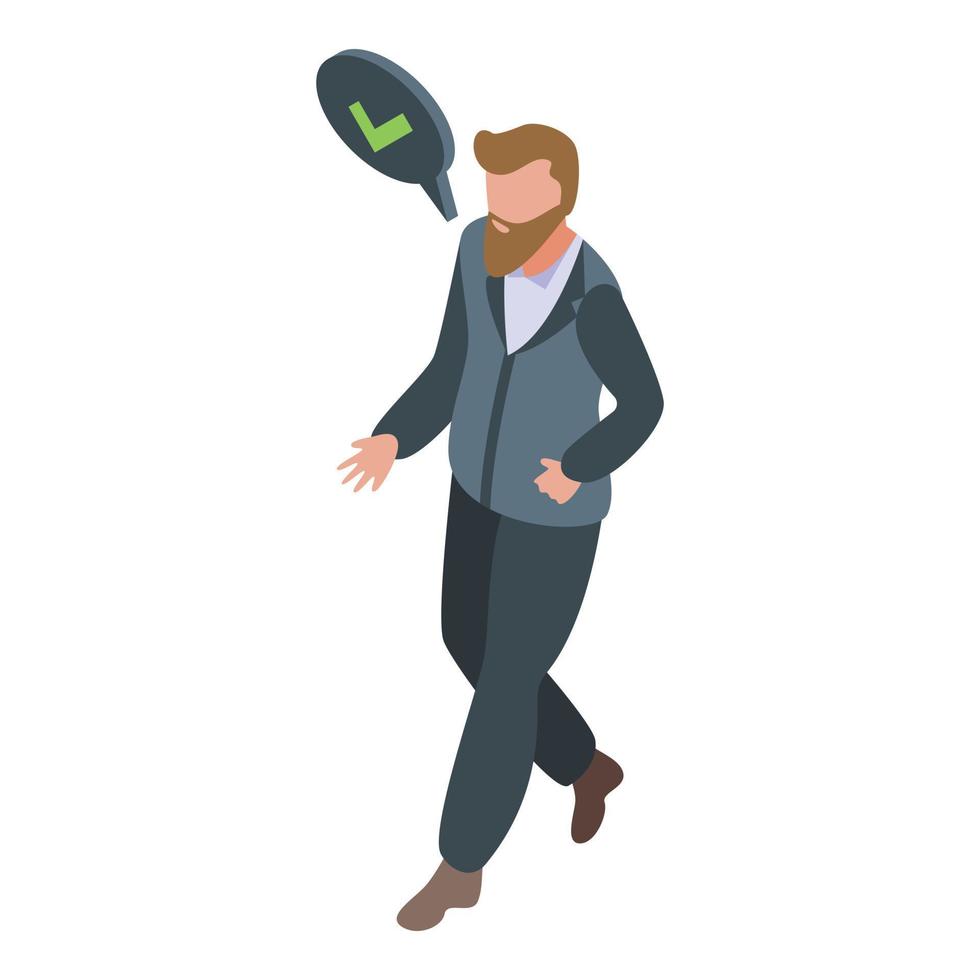 Approved discussion icon, isometric style vector