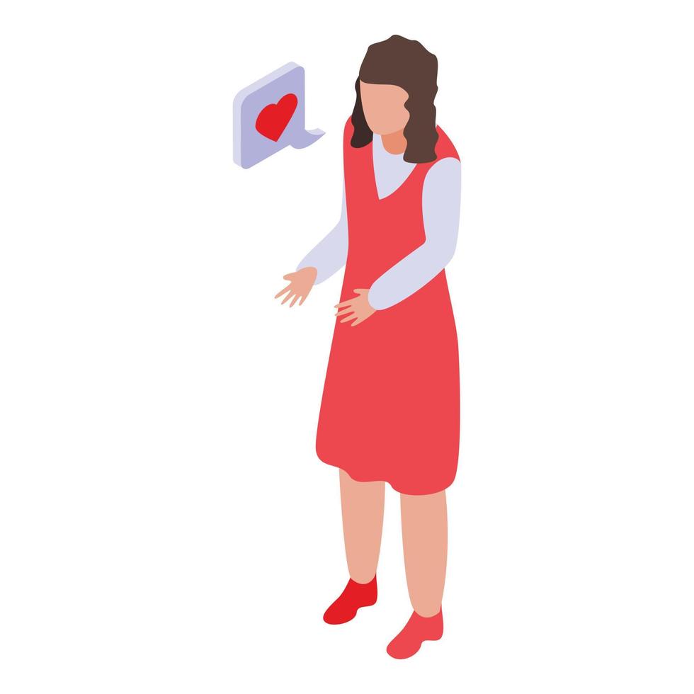 Love discussion icon, isometric style vector