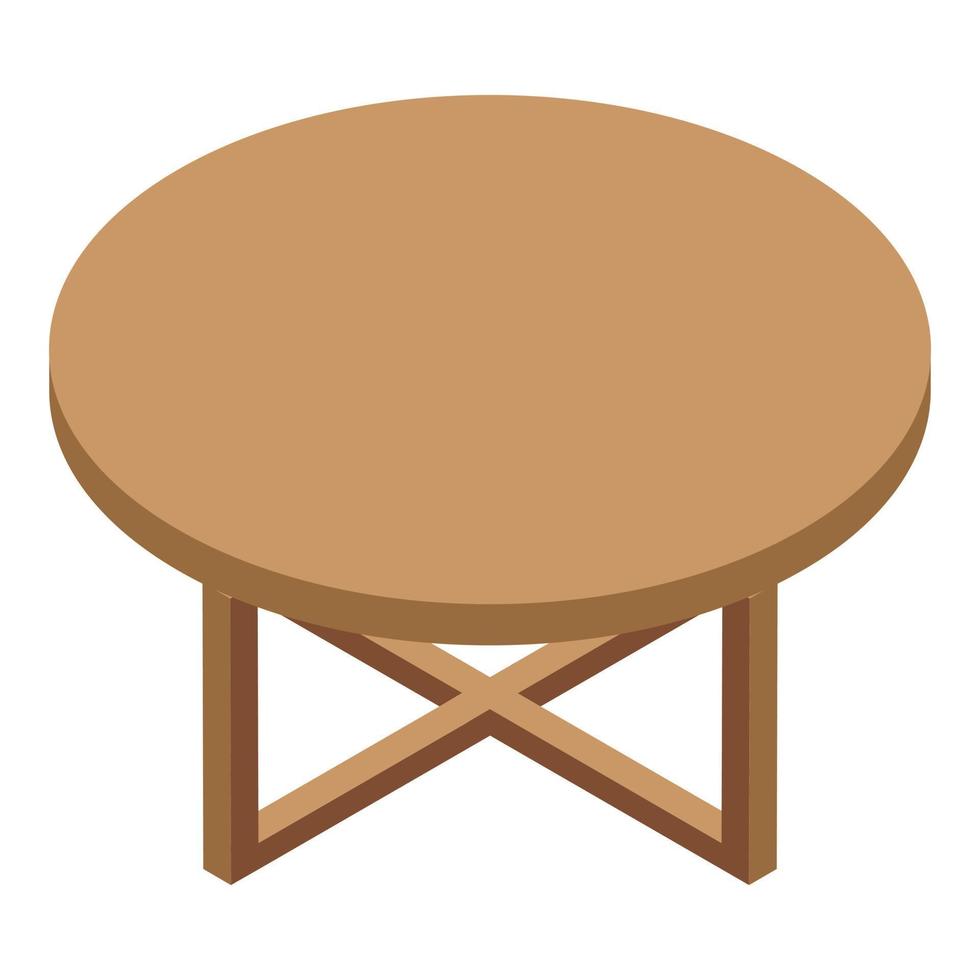 Round wooden table icon, isometric style vector