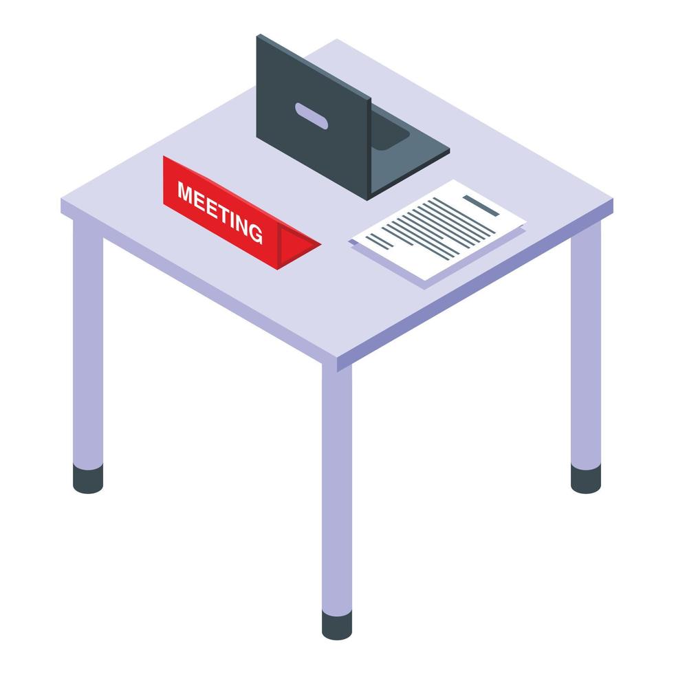 Table meeting icon, isometric style vector