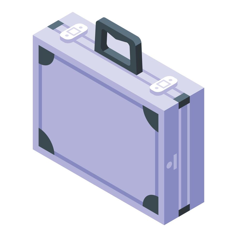 Metal briefcase icon, isometric style vector