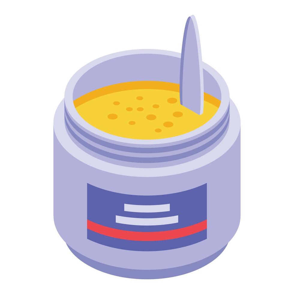 Jojoba jar cream icon, isometric style vector