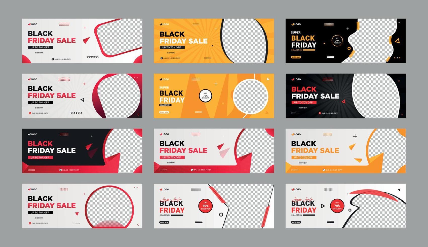 black friday sale social media facebook cover banner template vector