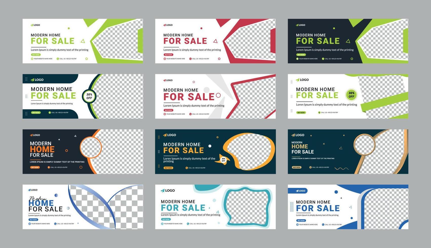 modern home sale facebook cover banner template for real estate company vector