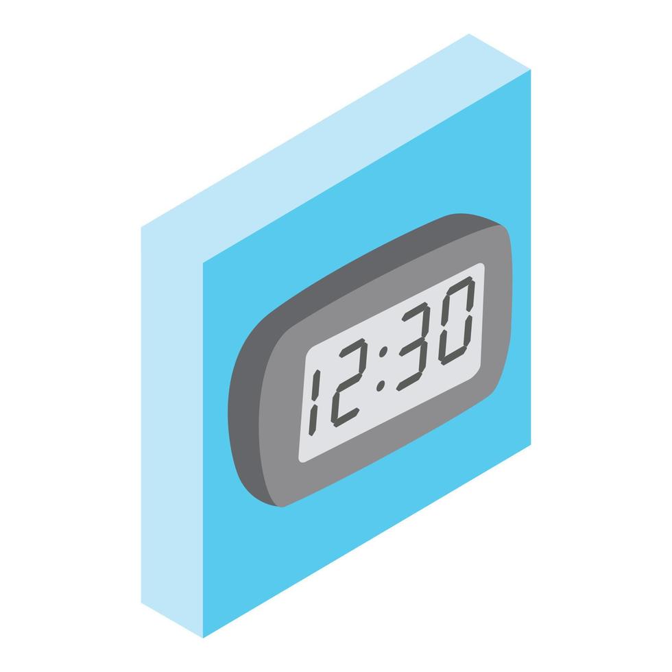 Digital clock icon, isometric style vector