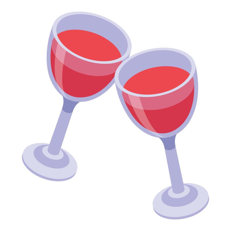 icono de copas de vino, estilo isométrico vector