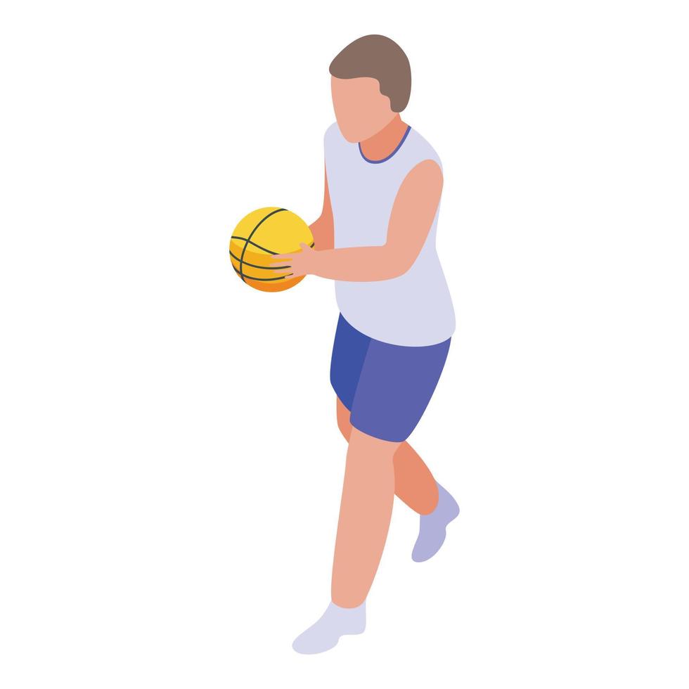 icono de jugador de baloncesto escolar, estilo isométrico vector