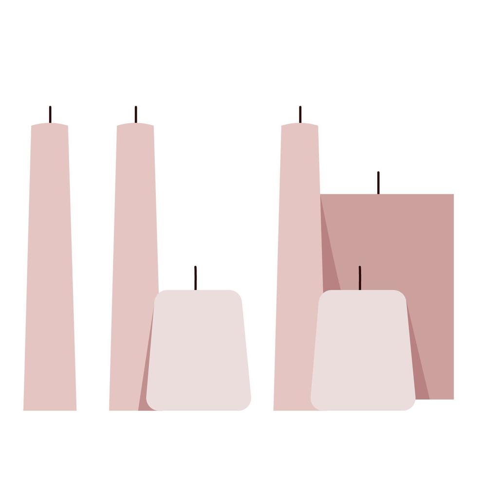 un juego de velas rosas en diferentes combinaciones vector