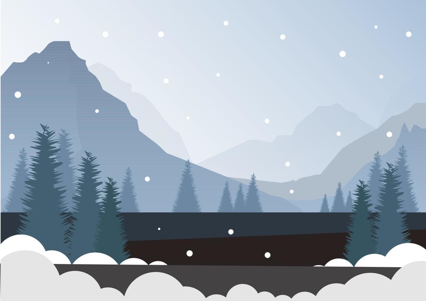 Winter landscape as a background of blue mountains and snow vector