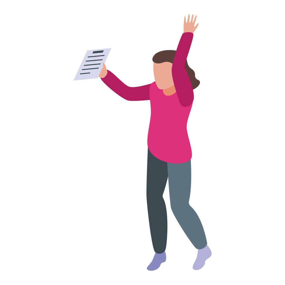 School test knowledge icon, isometric style vector