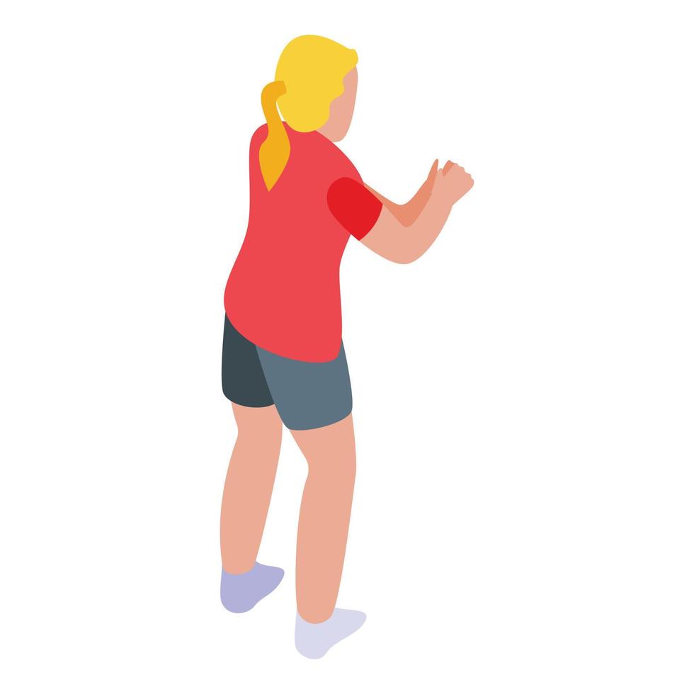 niña jugando voleibol icono, estilo isométrico vector