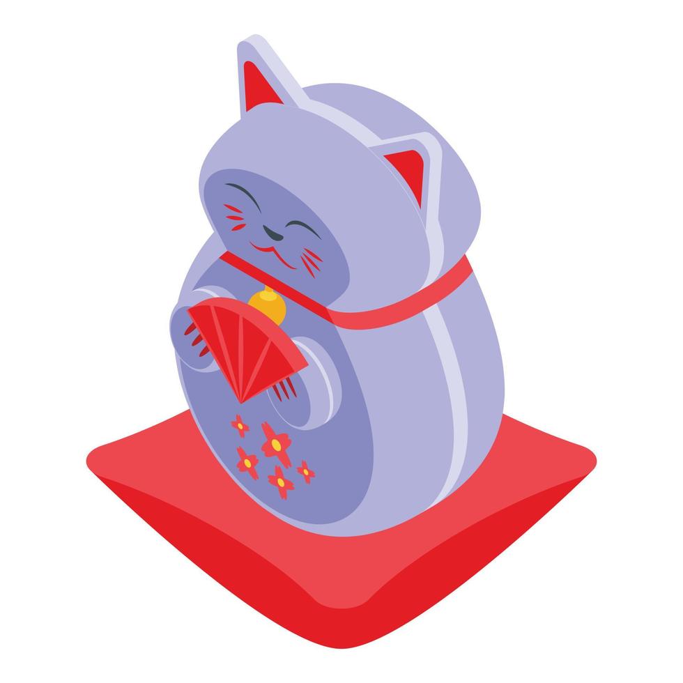 Chinese lucky cat icon, isometric style vector