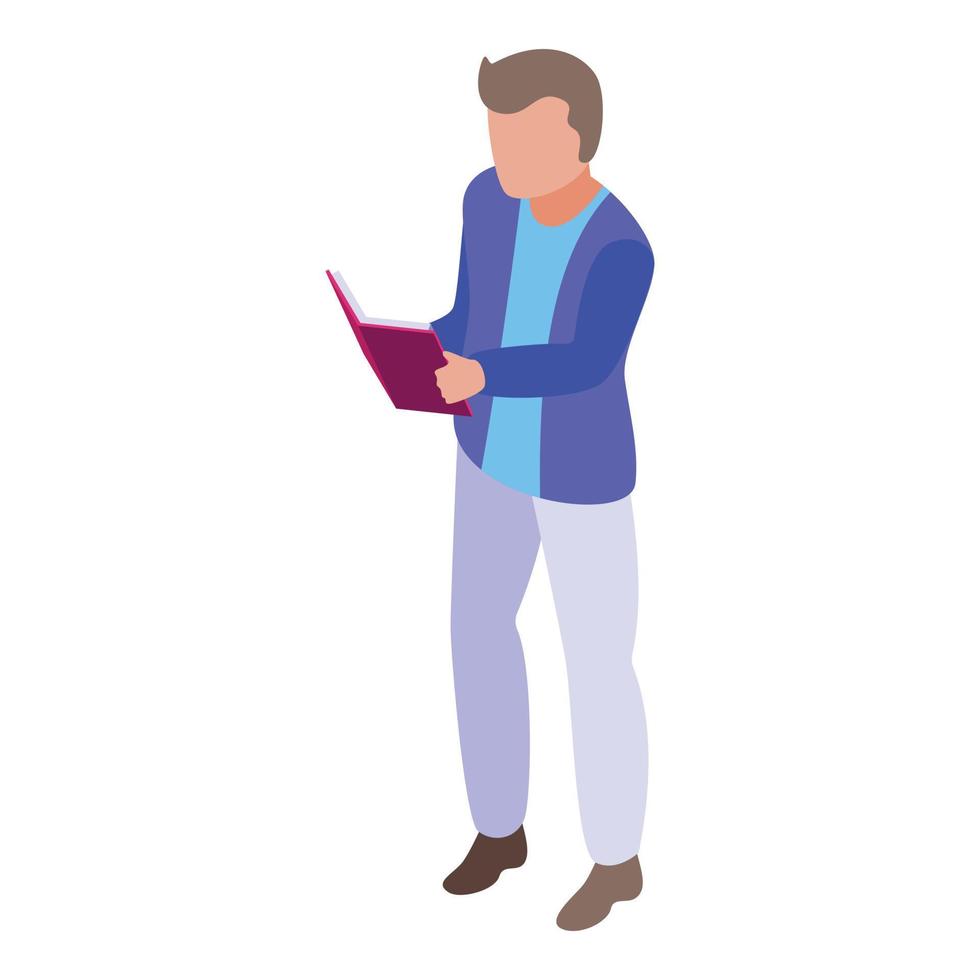 School book test icon, isometric style vector