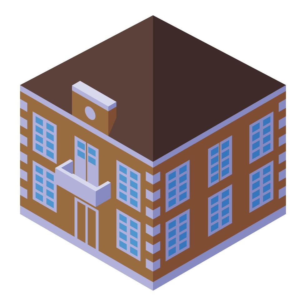 Town building icon, isometric style vector