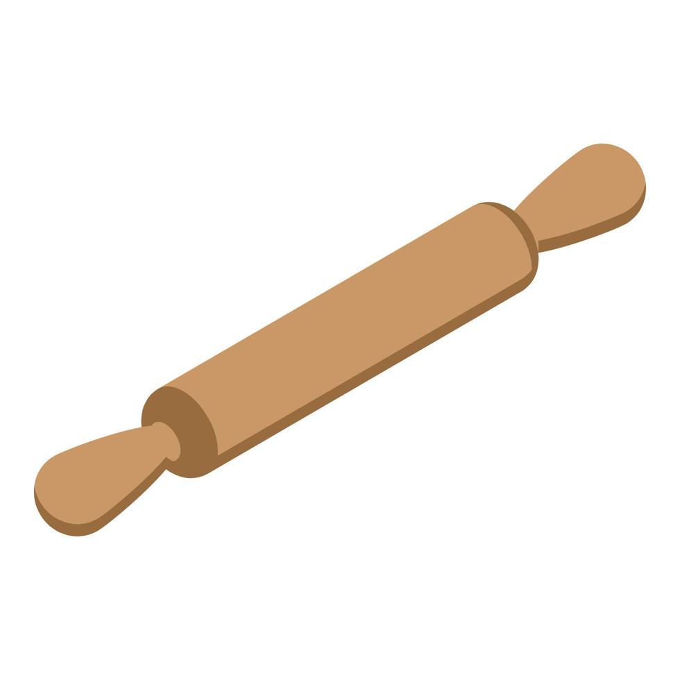 Dough wood roll icon, isometric style vector