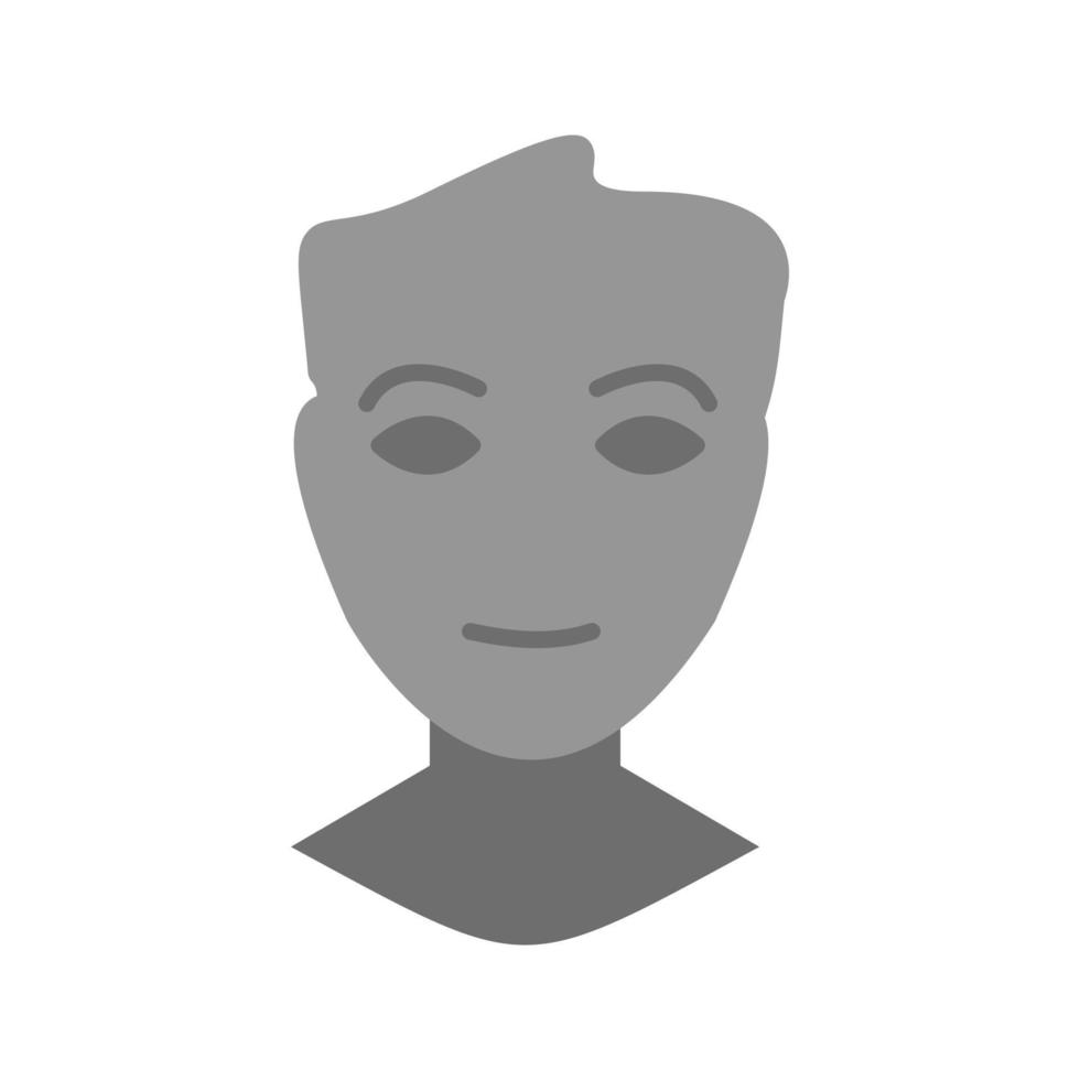 icono de cara humana plana en escala de grises vector