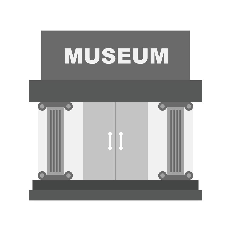 edificio del museo ii icono plano en escala de grises vector
