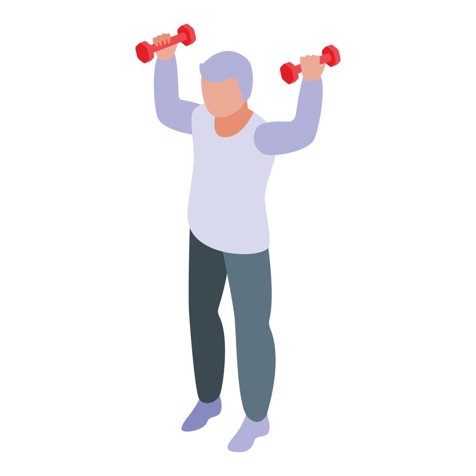 Physical granny exercise icon, isometric style vector