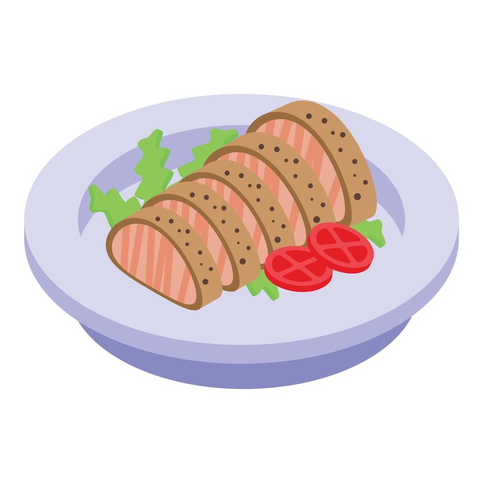 Garnish with meat icon, isometric style vector