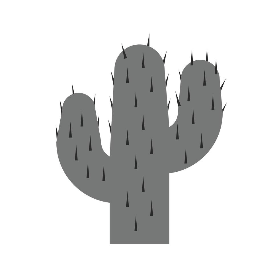 icono de cactus plano en escala de grises vector